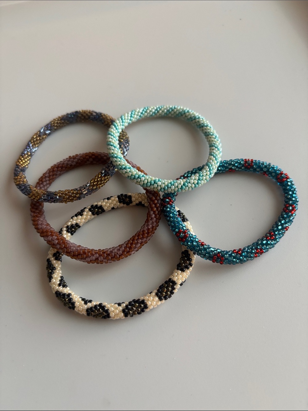 Nepal Roll-on Beaded Bracelets Bundle of 5